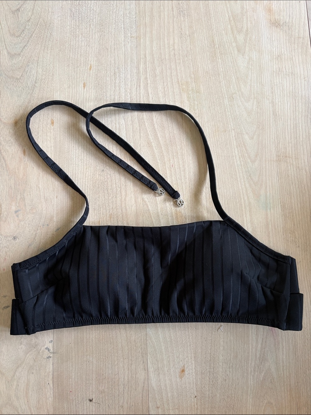 lululemon athletica Black Ribbed Swim Bralette with Removable Straps
